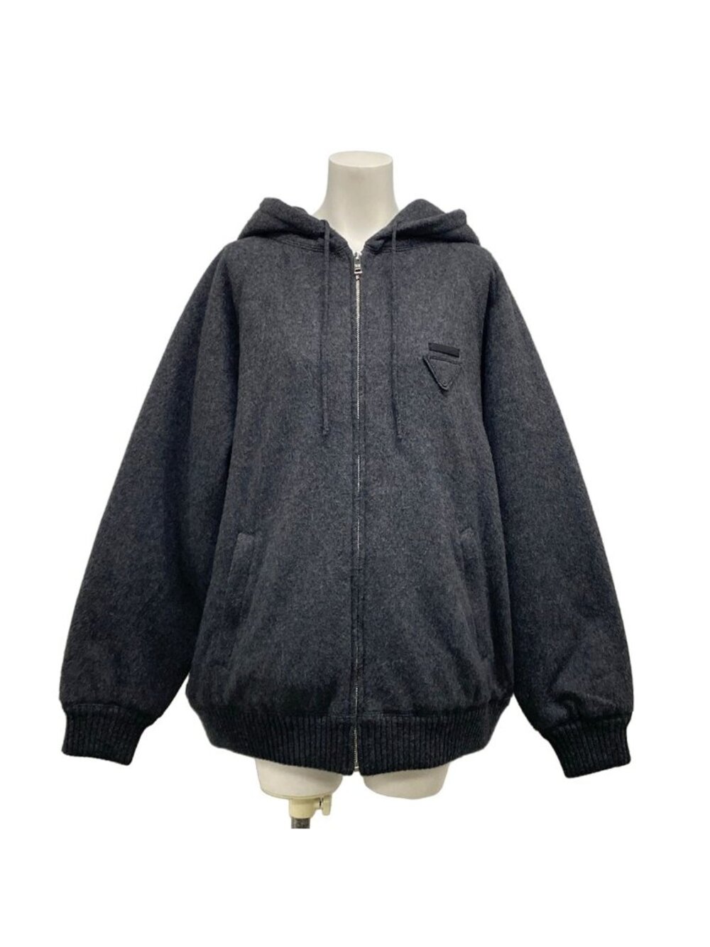 Prada Jacket XS Dark Gray Long Sleeve Hooded Wool Cashmere